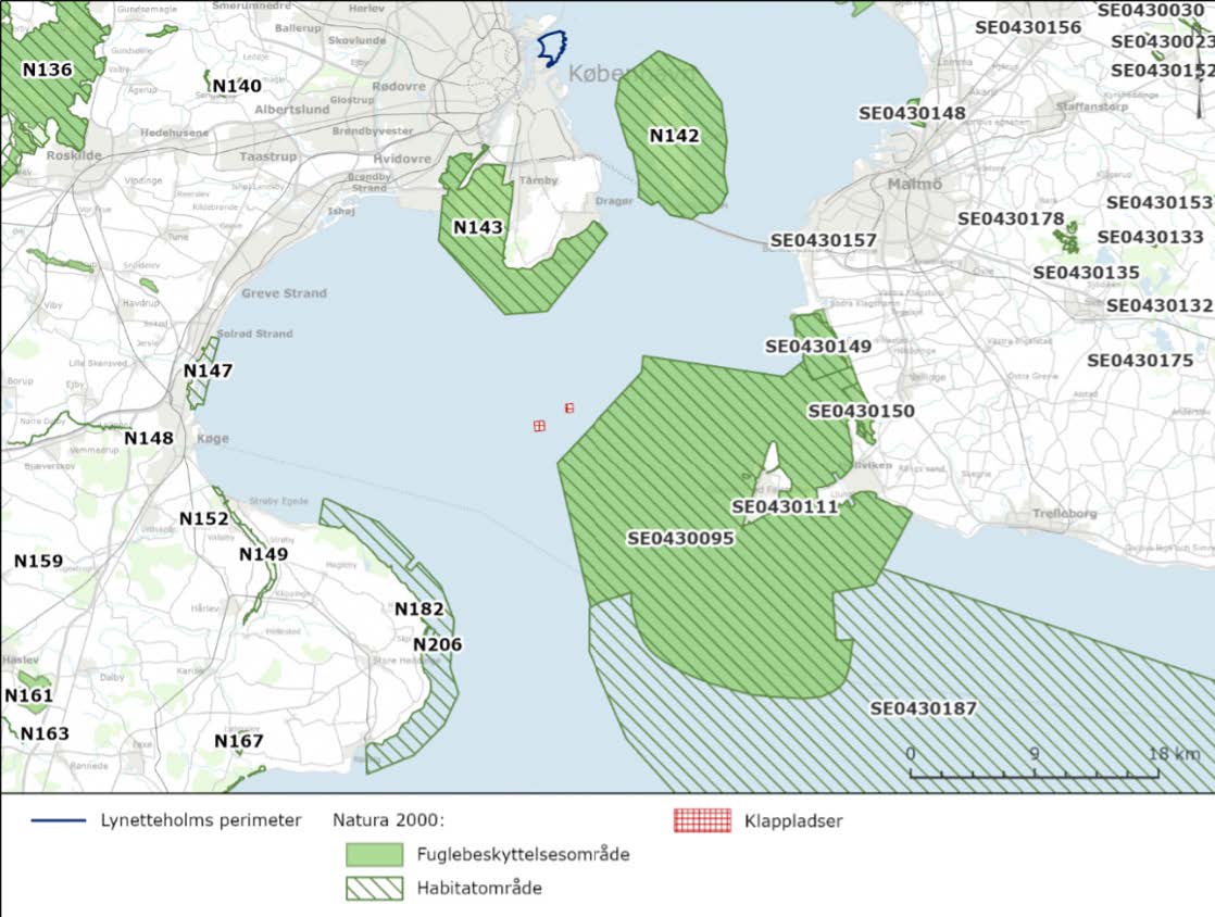 Natura 2000-områder i nærheden af klappladserne