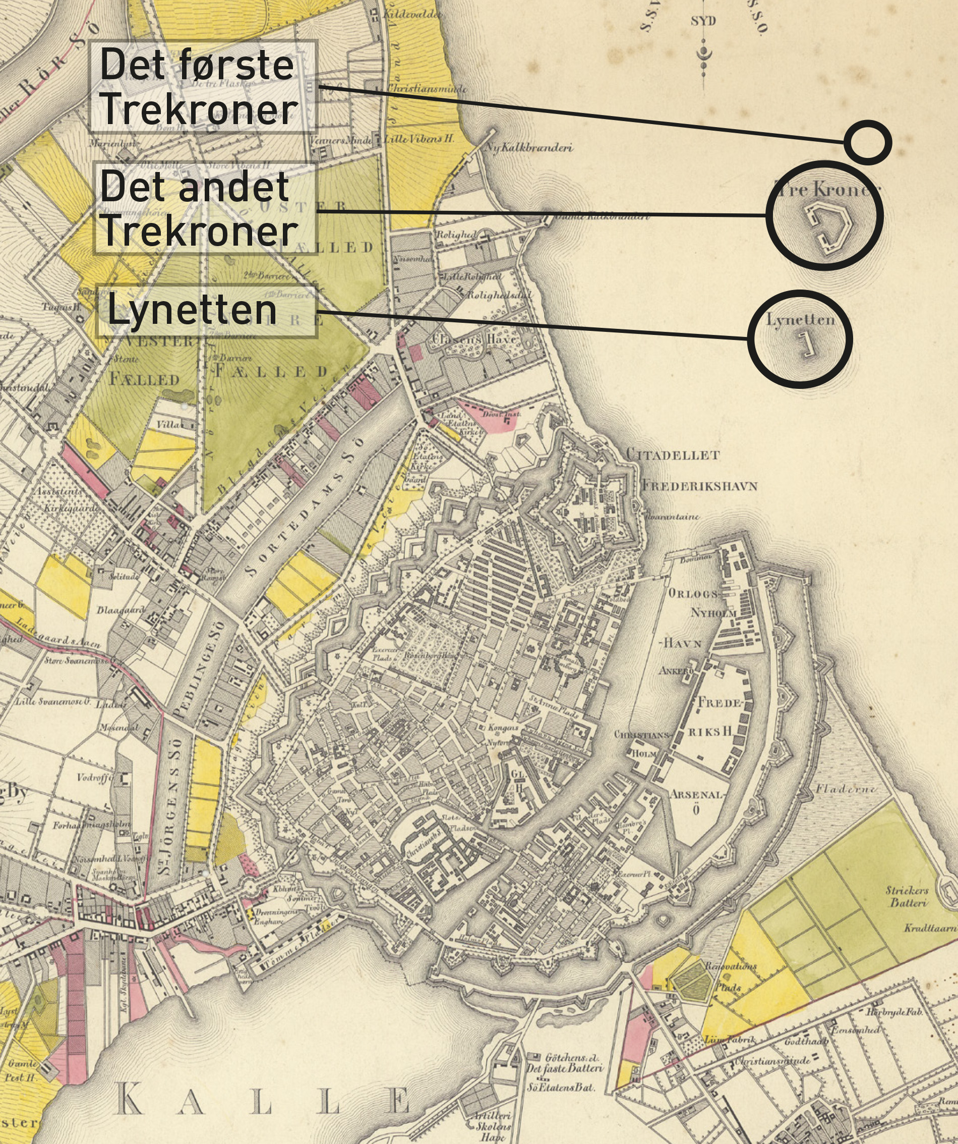 I 1700-tallet begynder opfyldet og inddæmningerne at forme Københavns udvikling i takt med tidens og byens behov. I løbet af århundredet kommer holmene til, og søbefæstningen udbygges. Ved 1700-tallets afslutning våger søbefæstningerne Trekroner og Lynetten over havneindsejlingen.