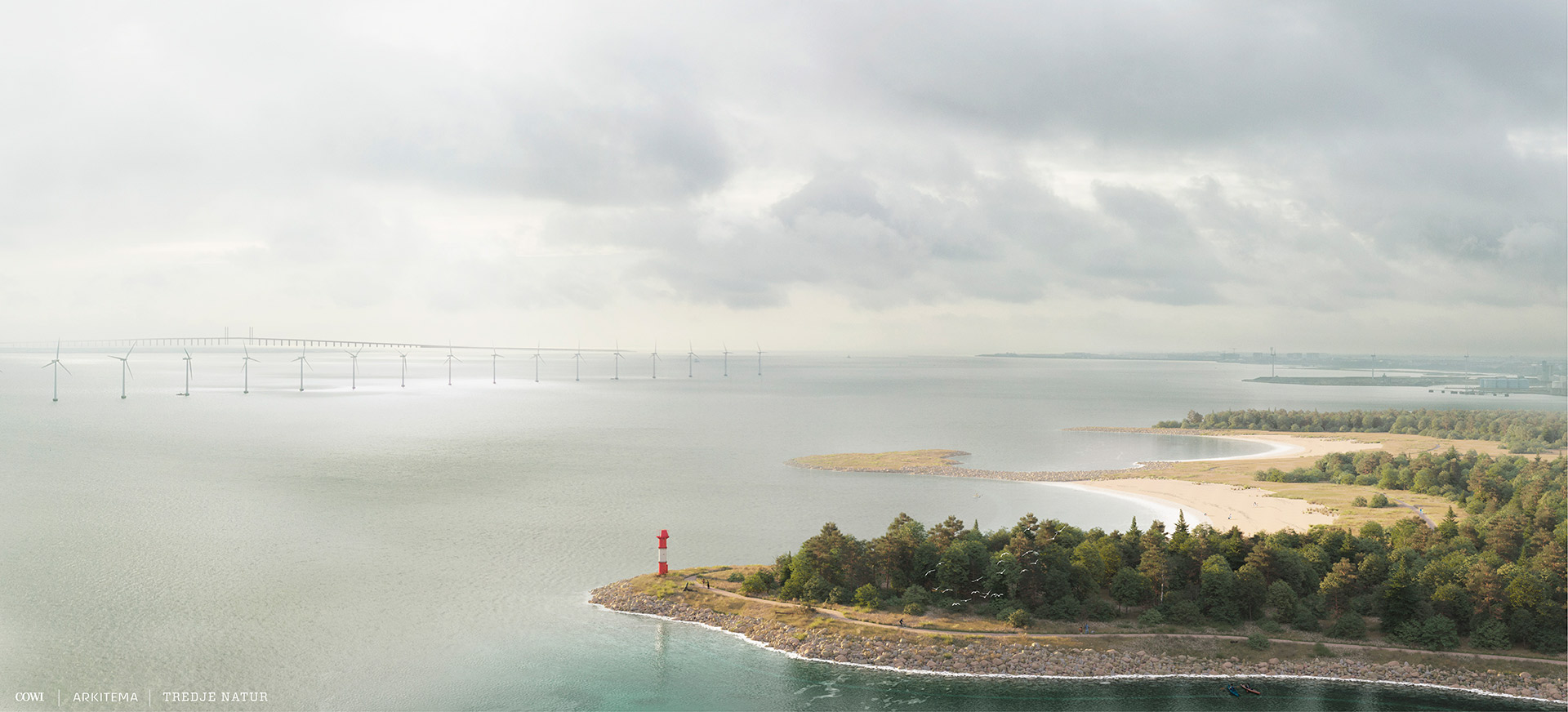Det lange kig (1) Visualisering af 'det lange kig' med Øresundsbroen i baggrunden fra Lynetteholm