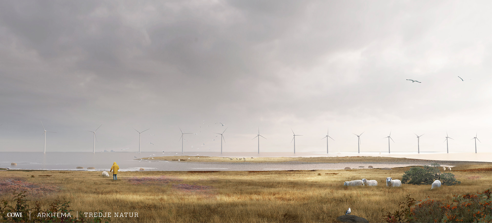 Kig ud over vandet Visualisering: Kig ud over vandet fra Lynetteholm