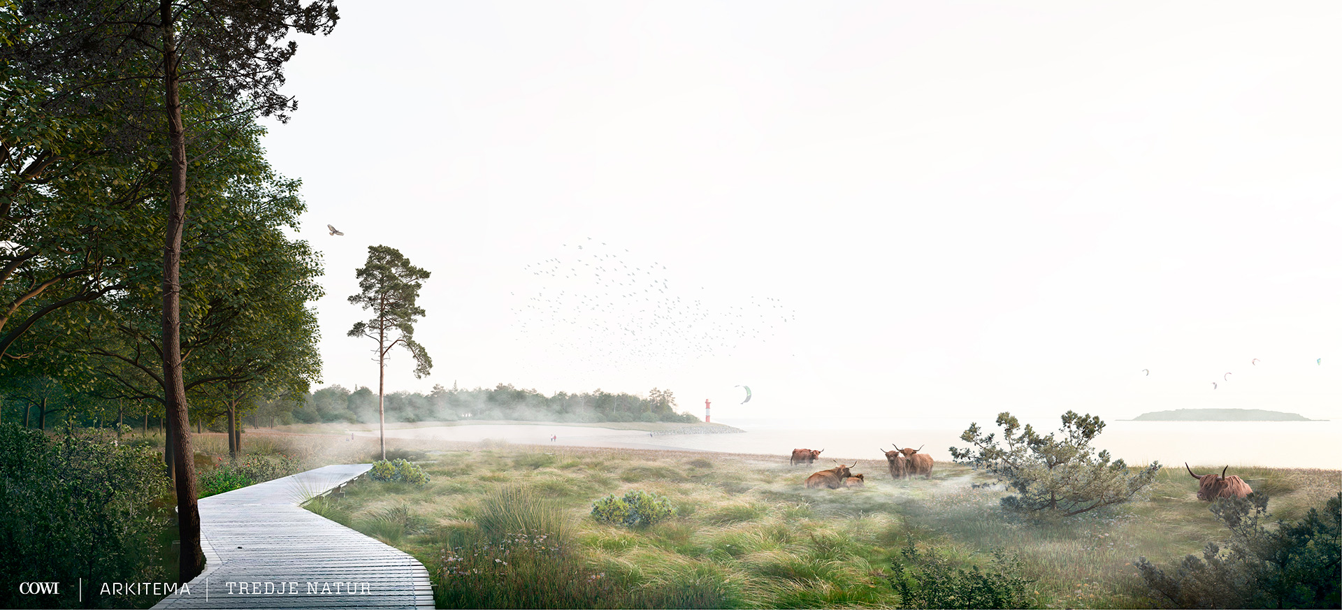 s. 80 Skovbrynet Visualisering - skovbrynet i det foreslåede kystlandskab på Lynetteholm