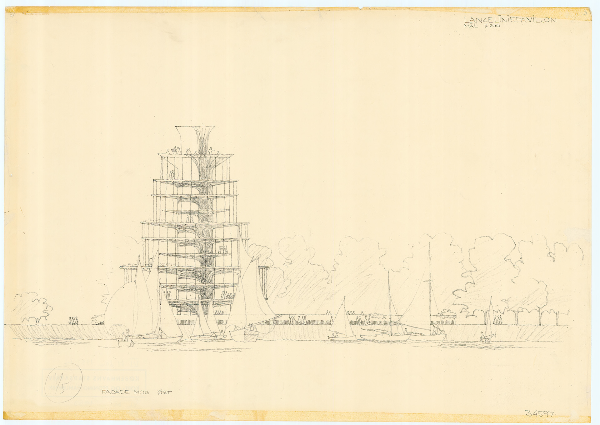 Jørn Utzon Langeliniepavillonen facade mod øst 1953